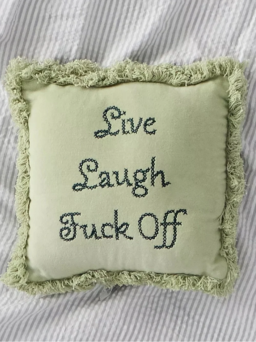 Vintage Style Live Laugh Fck Off Throw Pillow